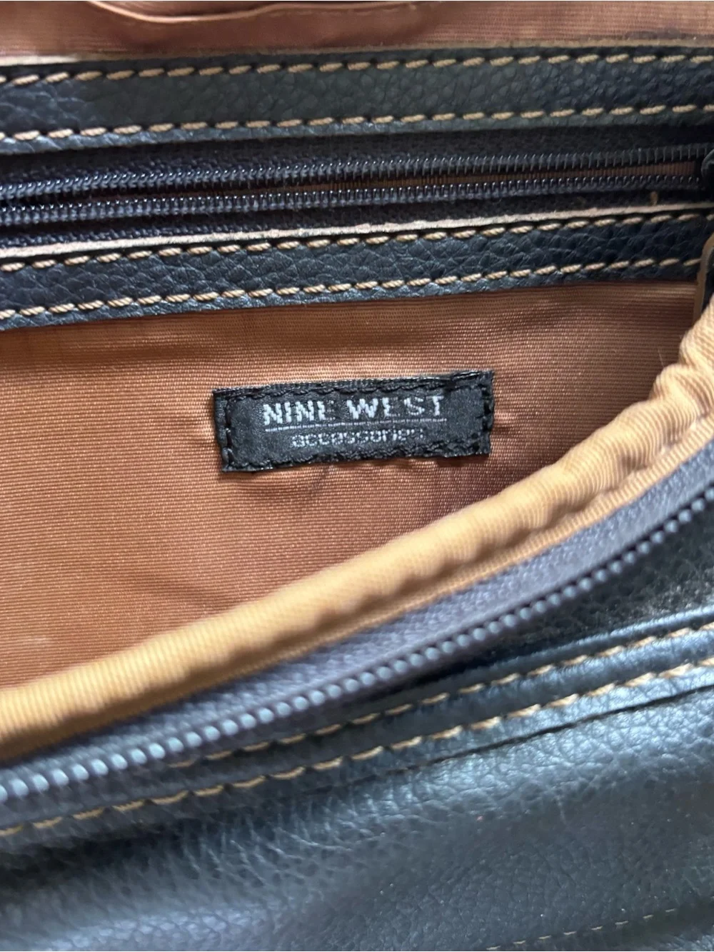 Vintage 90’s Nine West Vegan Leather Mini Backpack Purse-Black-Pebbled-Pockets